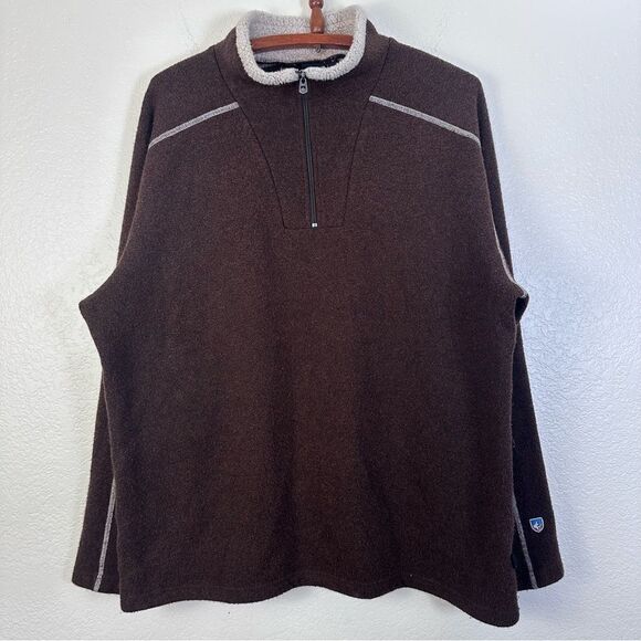 Kuhl Alpaca Fleece Europa 1/4 Zip Sweater Size XXL in Brown - Picture 3 of 11